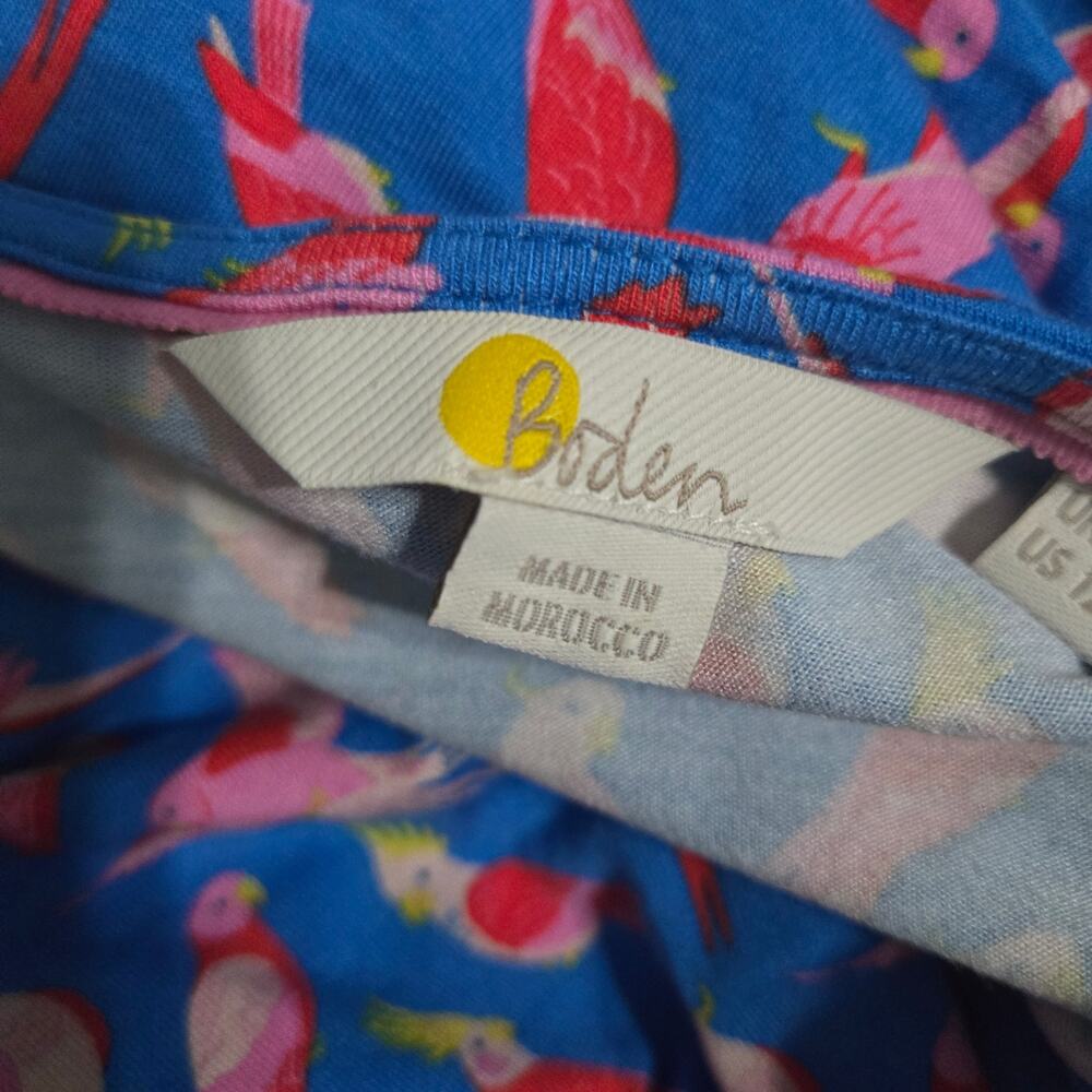 Boden blue parrot midi dress size 12R pink red pockets - Picture 11 of 13